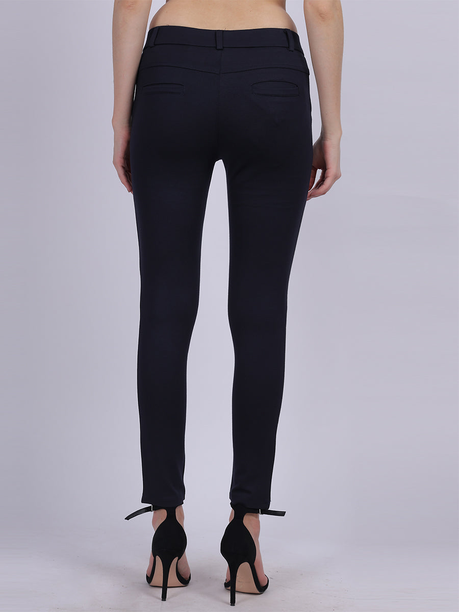 Navy Narrow Fit Formal Stretchable Pants