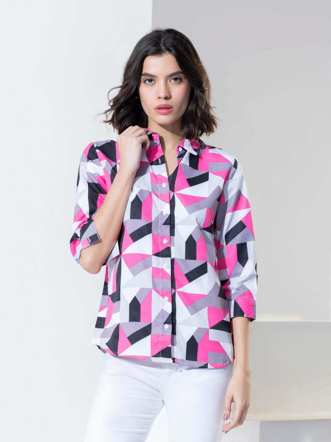 Fashion Geometric Print Casual Shirt