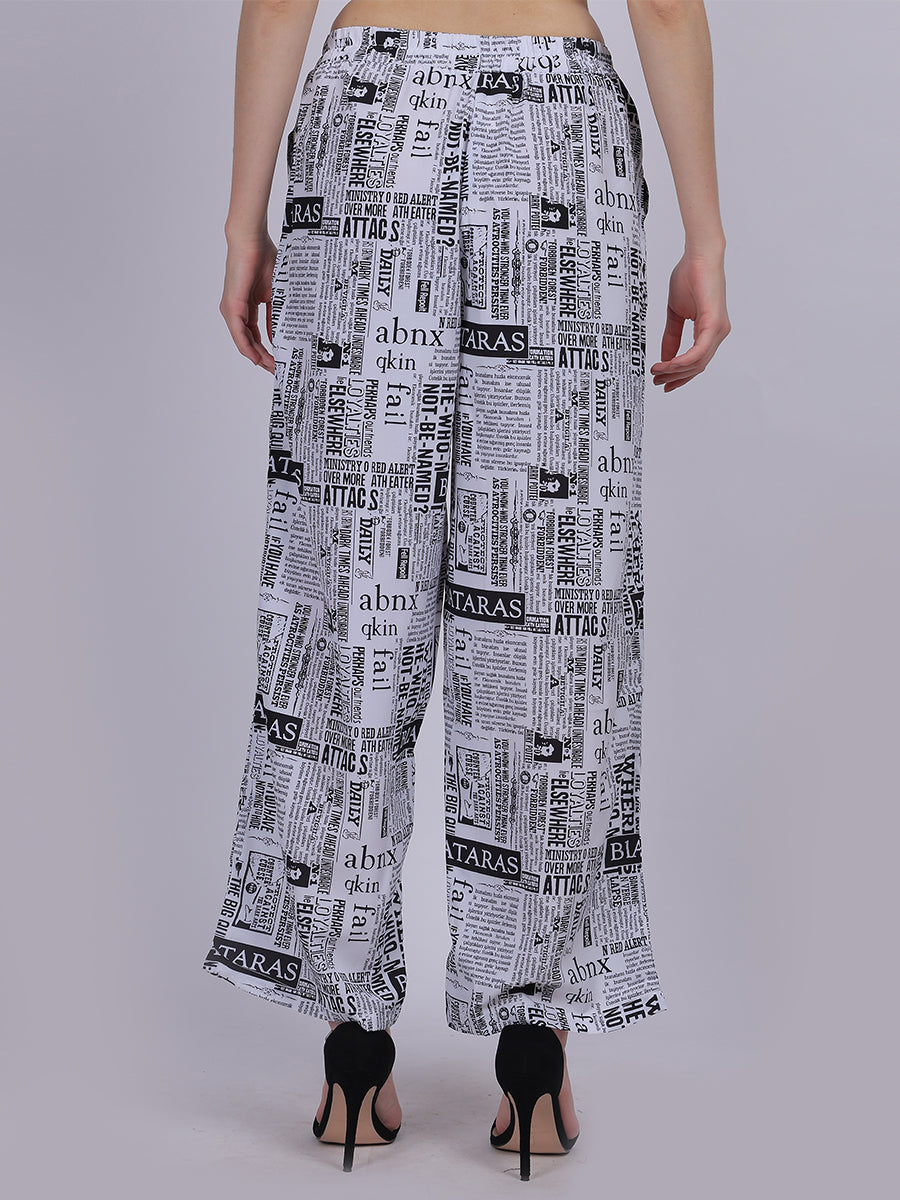 Paper Print Straight Fit Printed Palazzo Fashion Pants