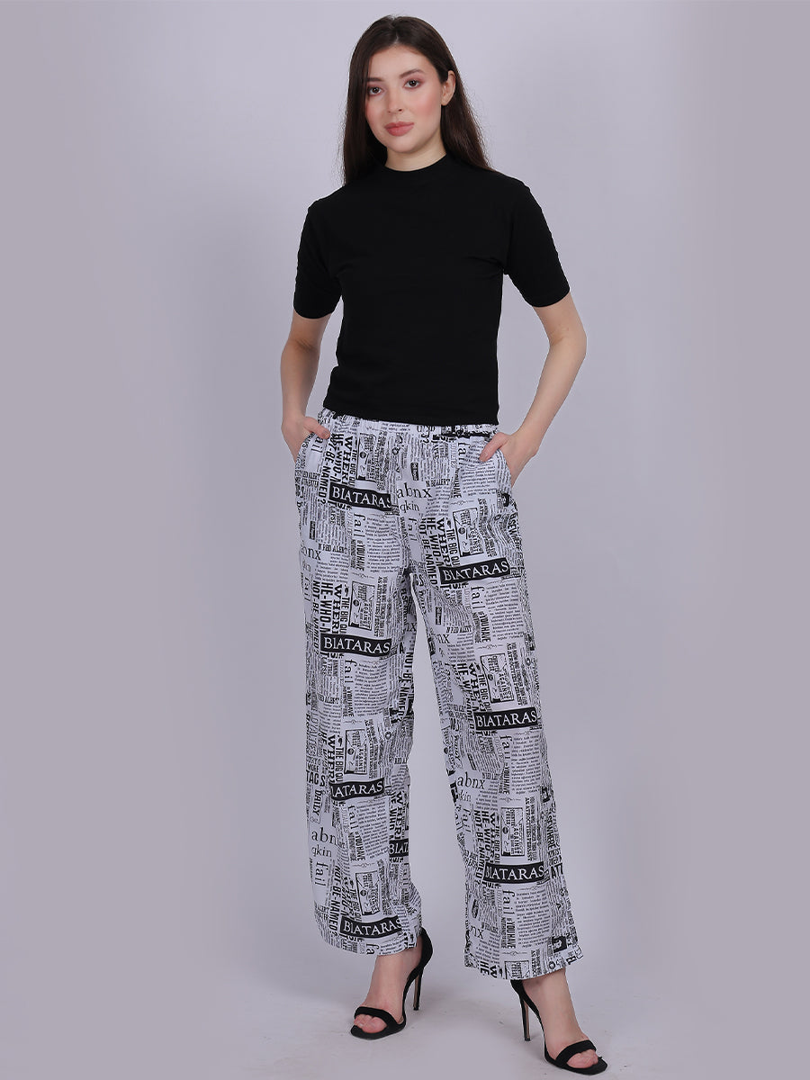 Paper Print Straight Fit Printed Palazzo Fashion Pants