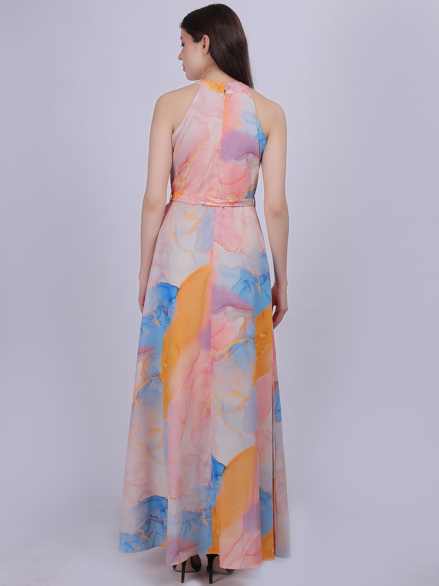 Lava Print Halter Neck Fashion Dress