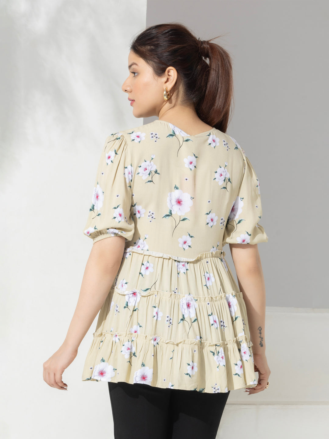 Floral Print Long Layered Top