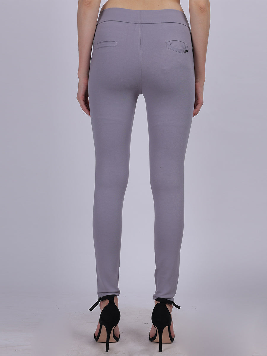 Light Grey Narrow Fit Stretchable Fashion Pants