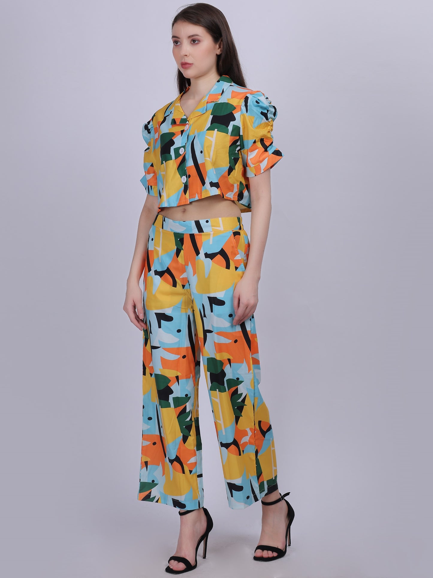 Abstract Print Fashion Cord-set With Tapered Pant