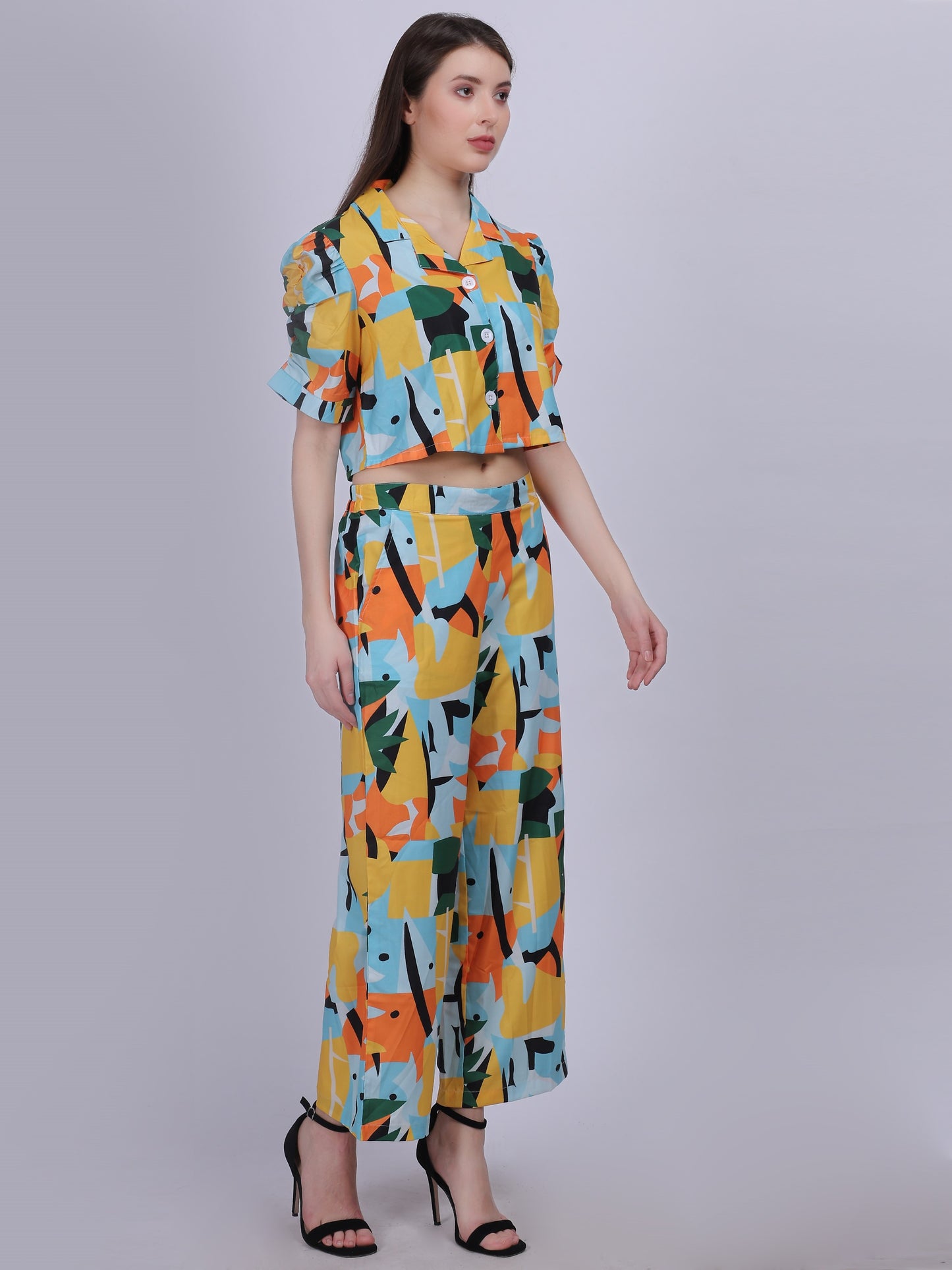 Abstract Print Fashion Cord-set With Tapered Pant