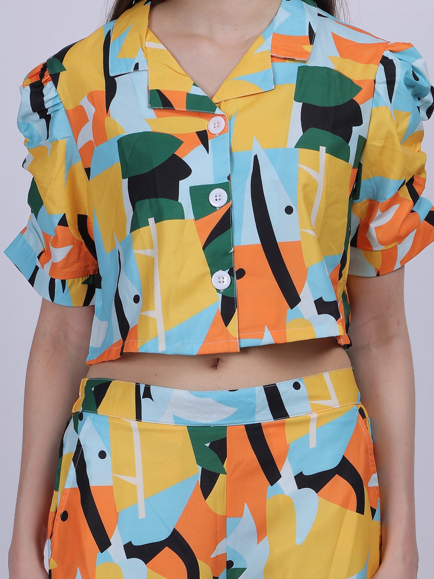 Abstract Print Fashion Cord-set With Tapered Pant