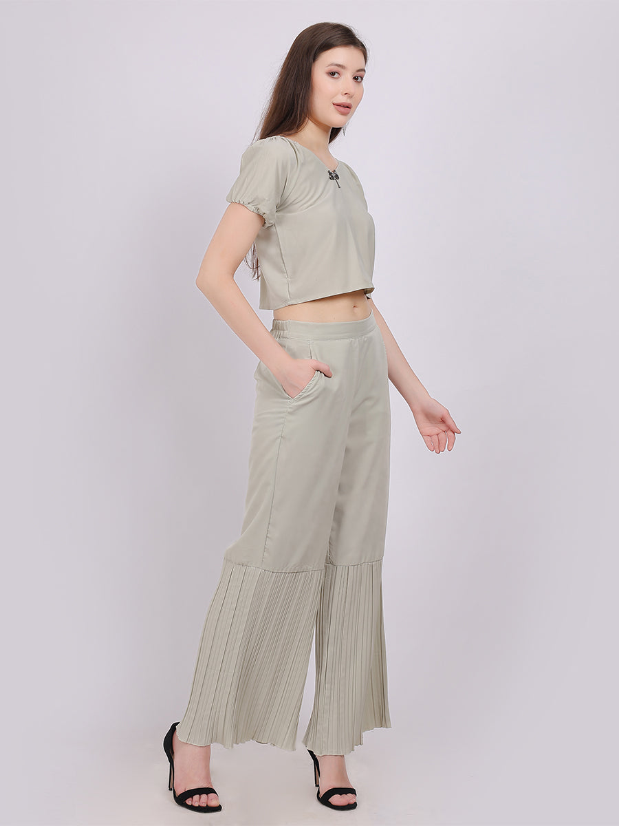 Fashion Co-ord Set With Pleated Straight Fit Pants