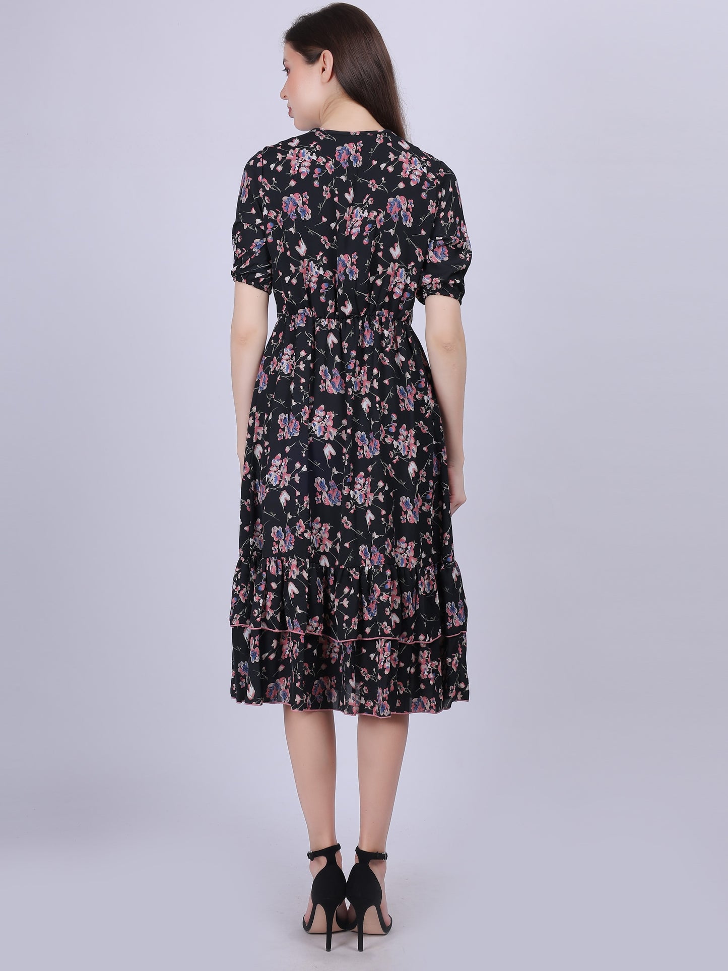 Floral Print A-line Fashion Dress