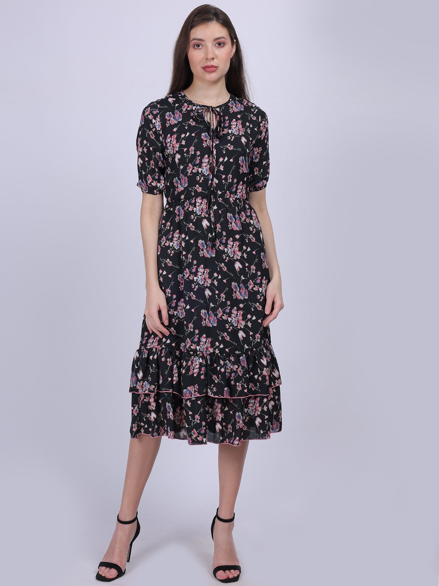 Floral Print A-line Fashion Dress