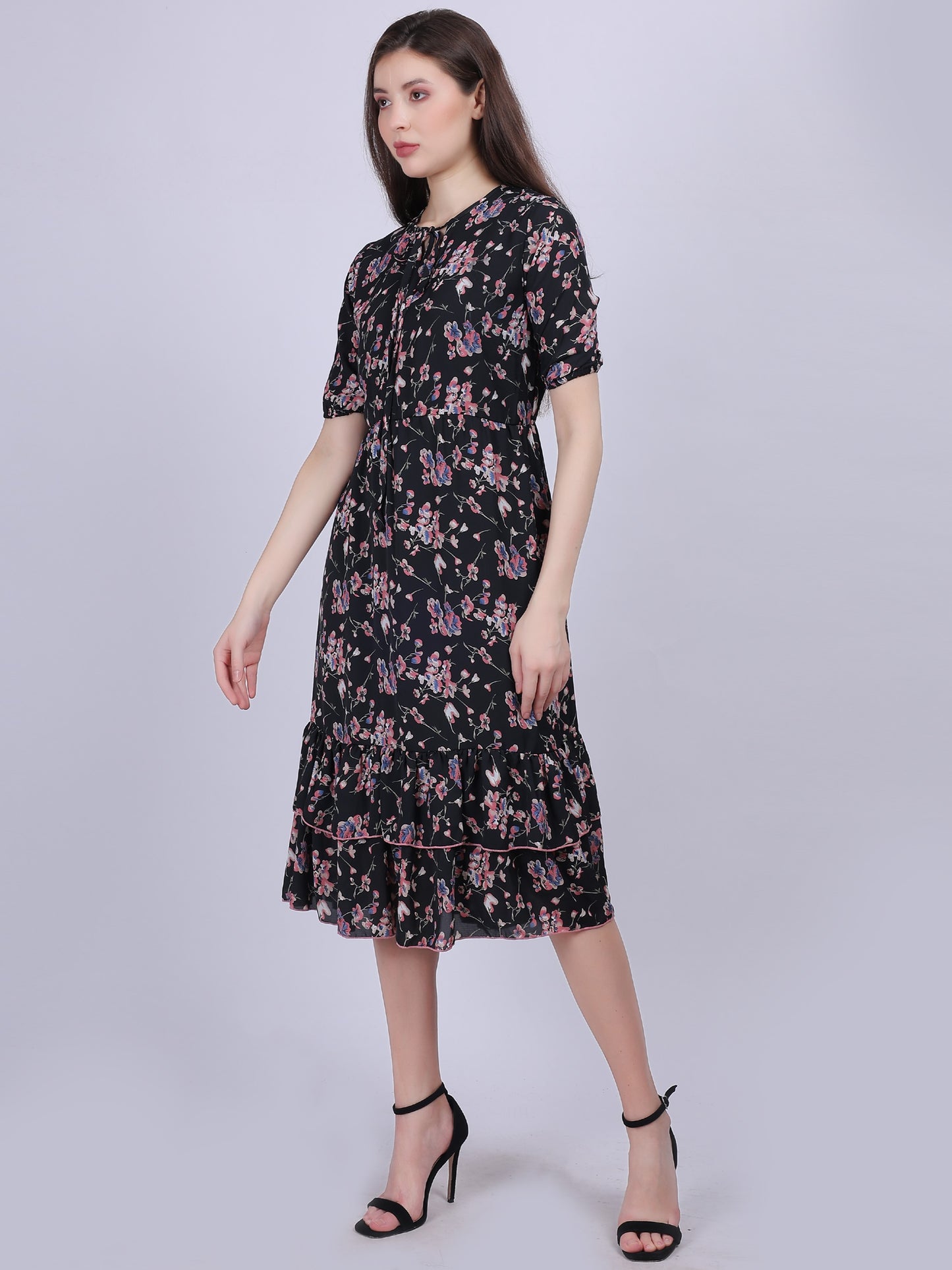 Floral Print A-line Fashion Dress