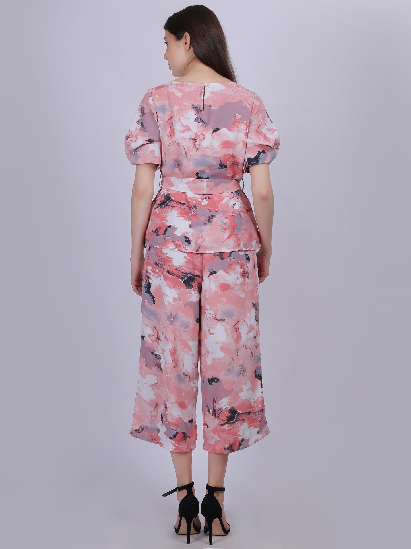Pink Abstract Print Fashion Co-ord Set