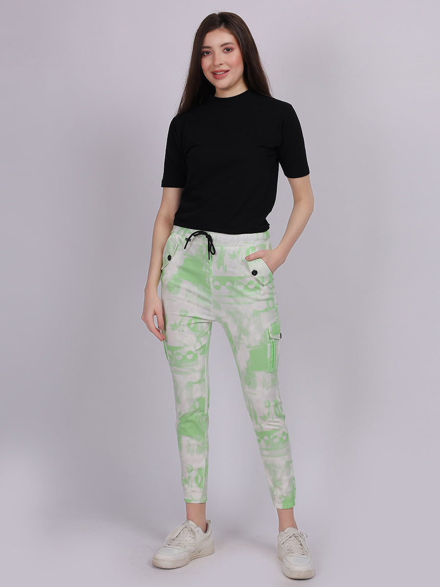 Light Green Tye & Dye Cotton Spandex Fashion Joggers