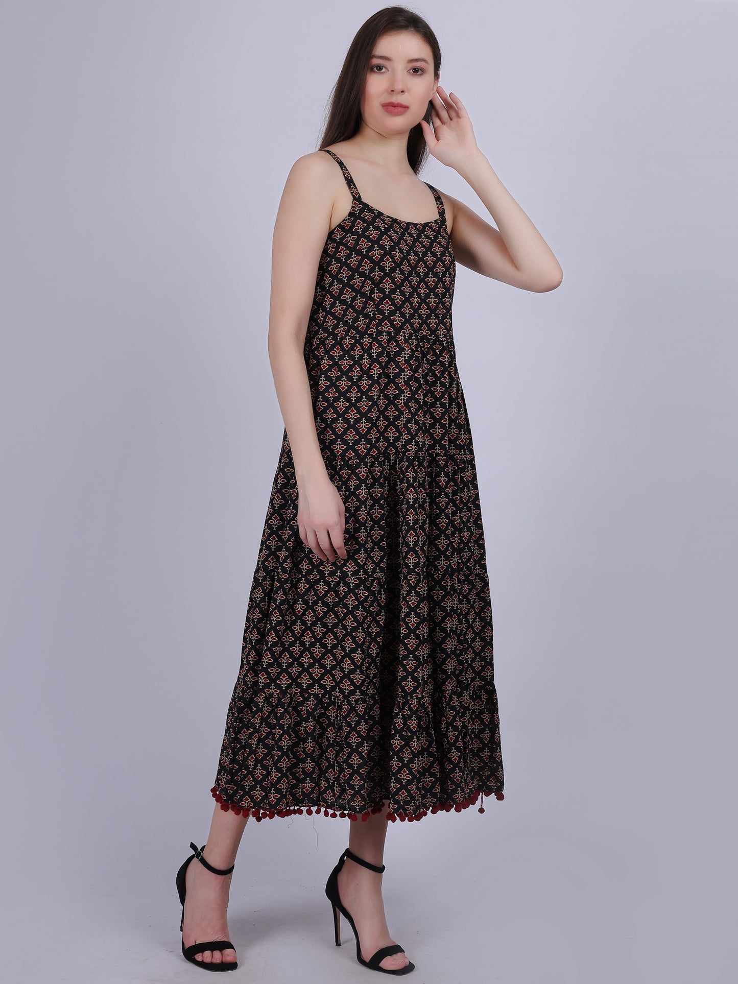 Spaghetti Layered Dress With Lace Embellishment