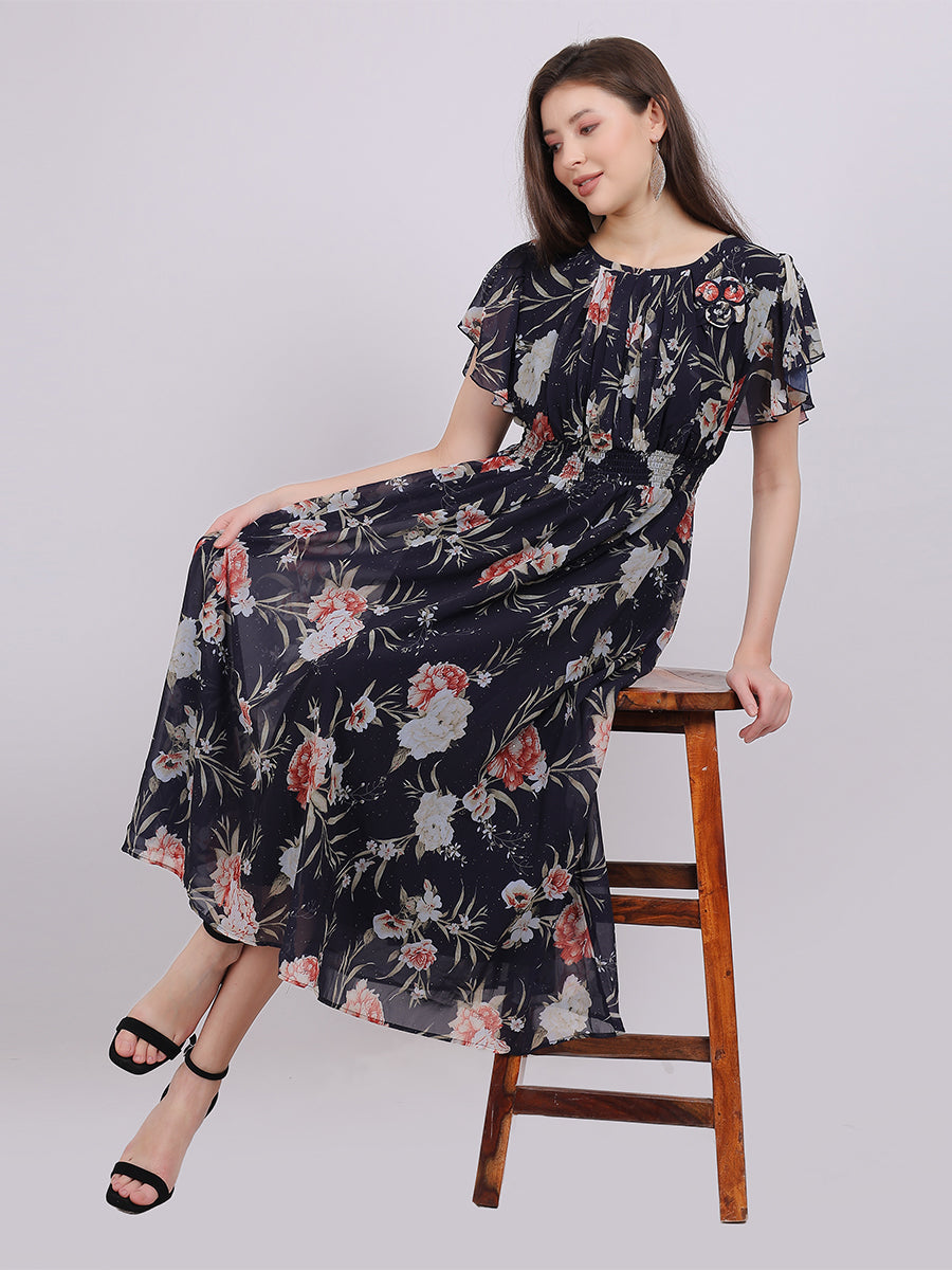 Floral Print Long Dress