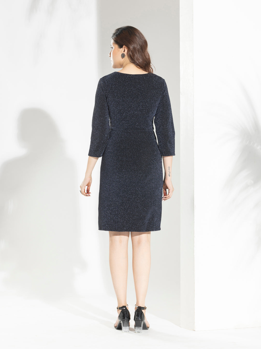 Navy Shimmer Party Wear Bodycon Dress