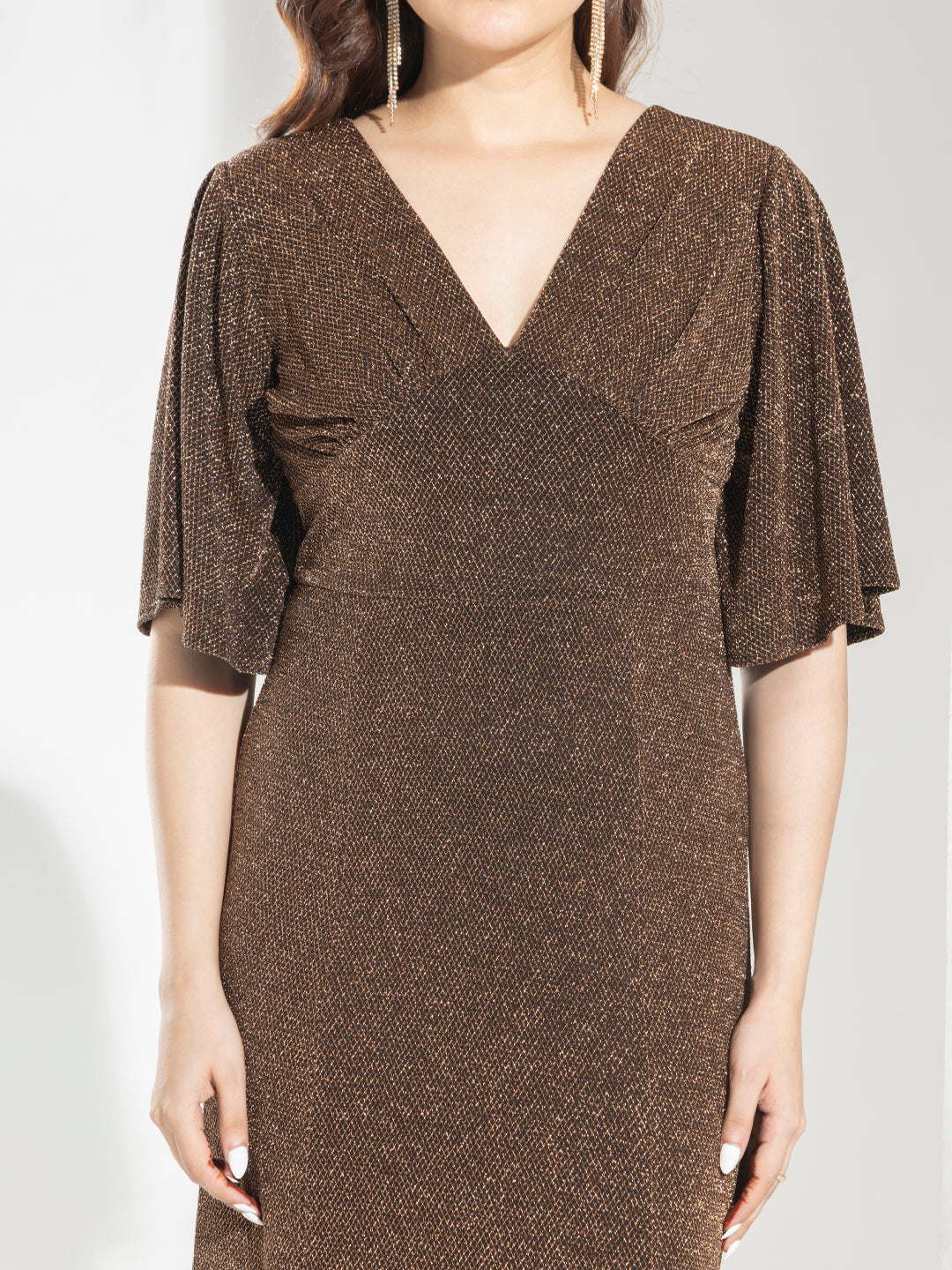 Golden Fashion Party Wear Bodyfit Dress