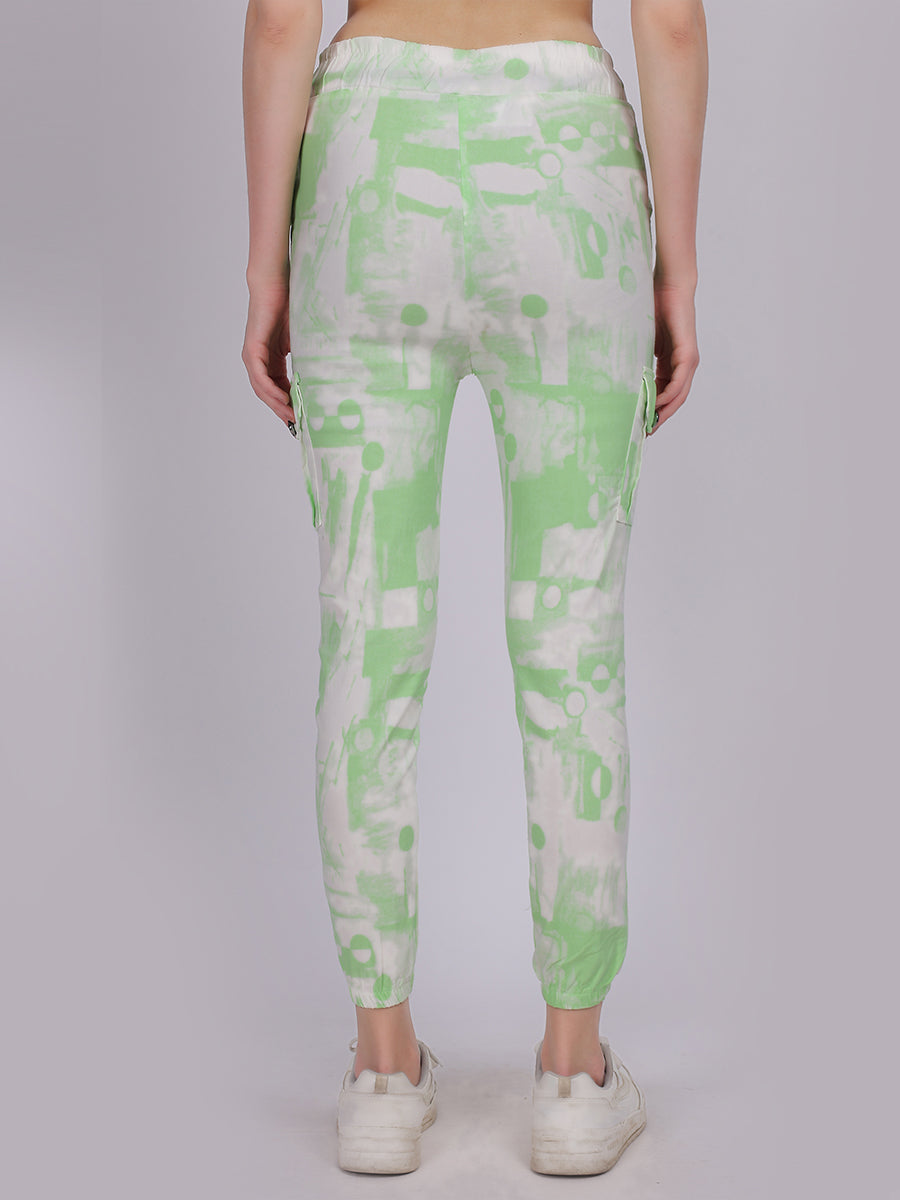Light Green Tye & Dye Cotton Spandex Fashion Joggers