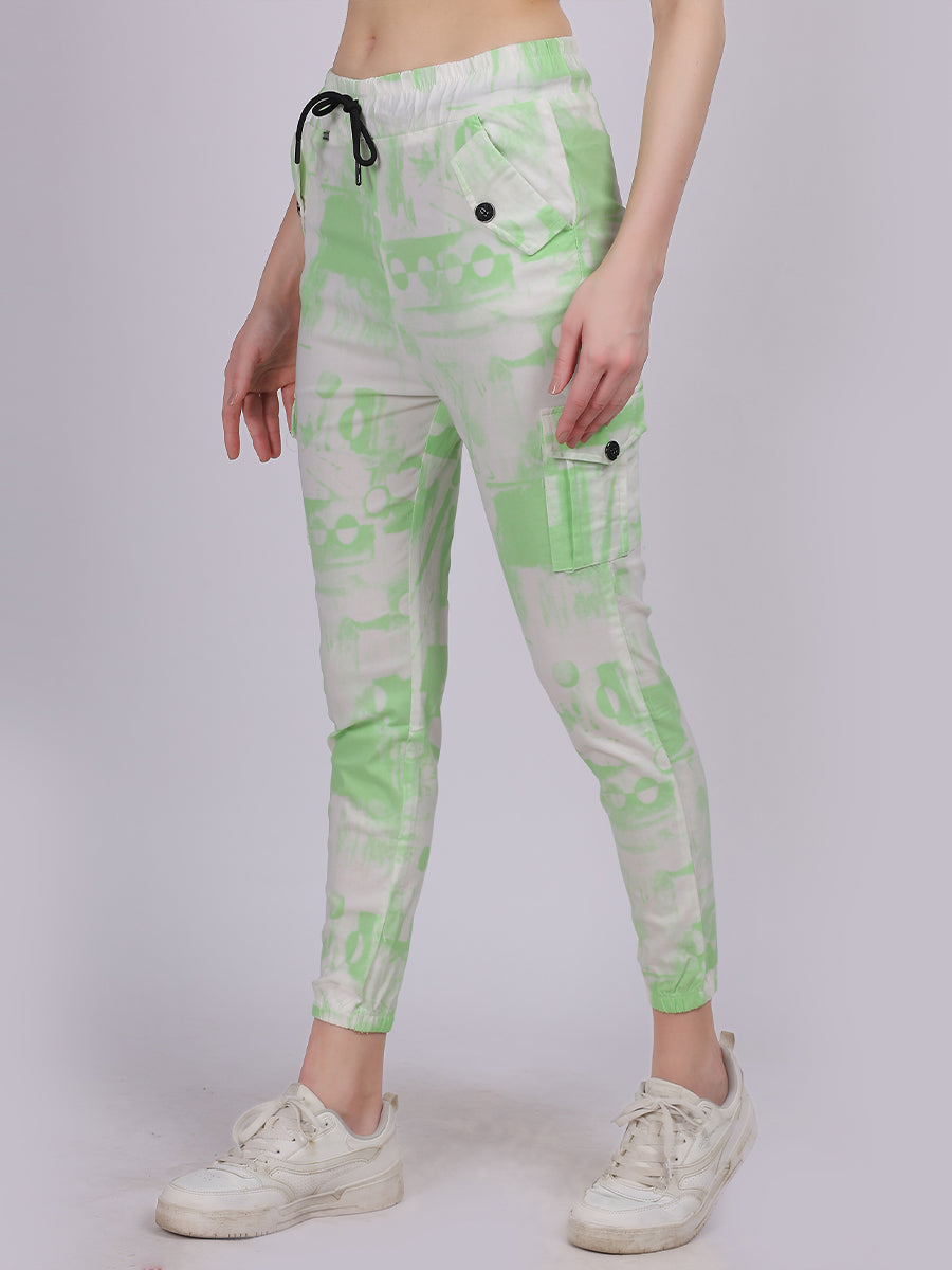 Light Green Tye & Dye Cotton Spandex Fashion Joggers