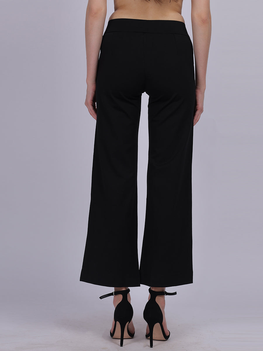 Black Straight Fit Stretchable Fashion Pants