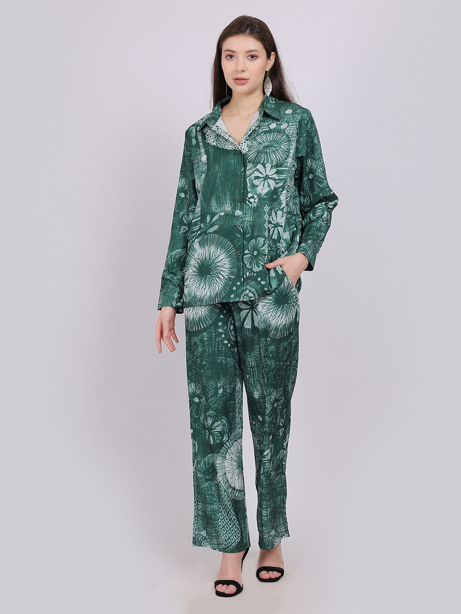 Floral Print Fashion Co-ord-Set With Straight Pants