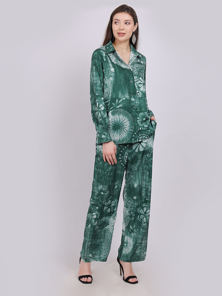Floral Print Fashion Co-ord-Set With Straight Pants