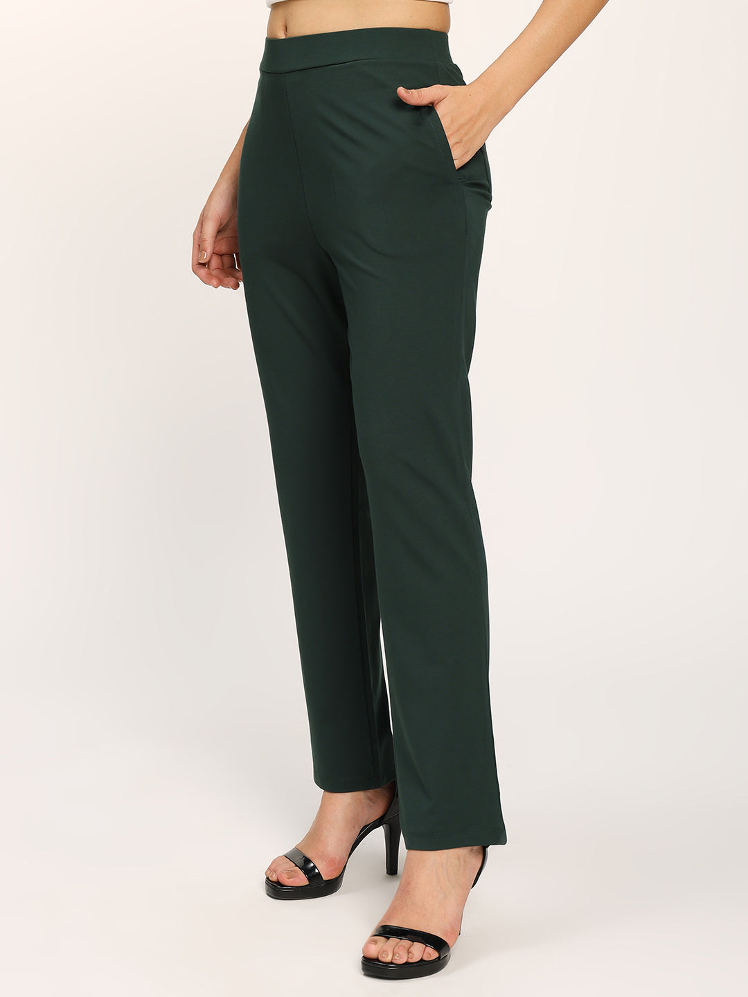 Bottle Green Cloudsoft Straight Fit Trouser Pants