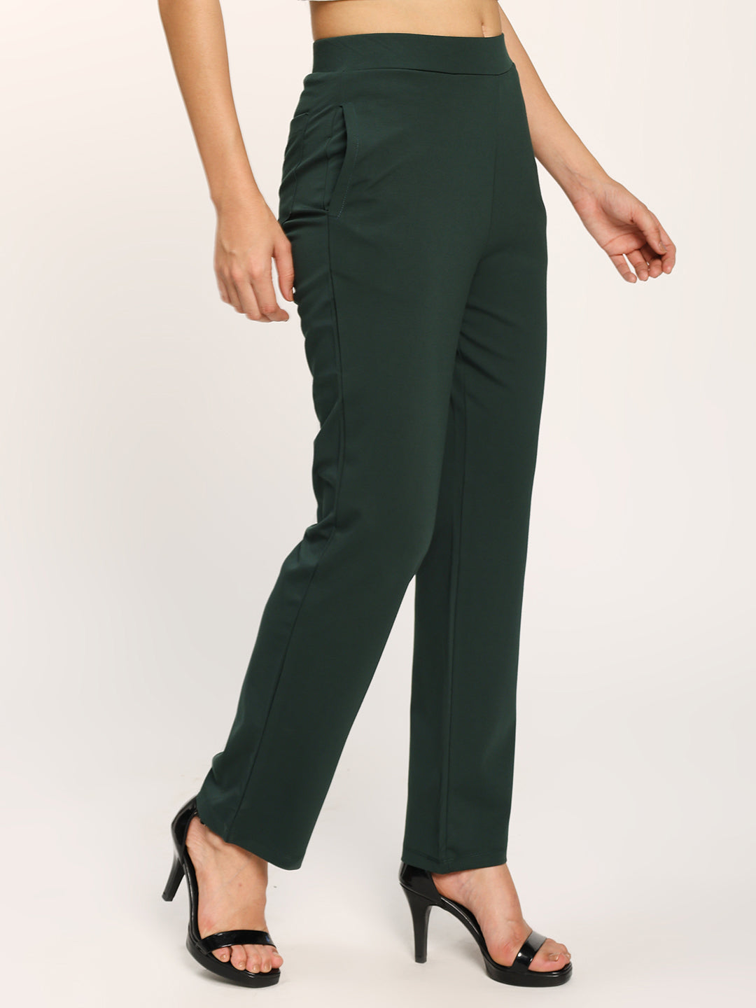 Bottle Green Cloudsoft Straight Fit Trouser Pants