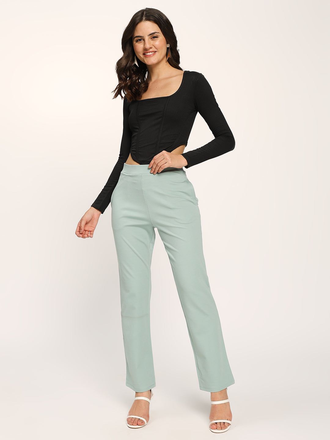 Sea Green Cloudsoft Straight Fit Trouser Pants