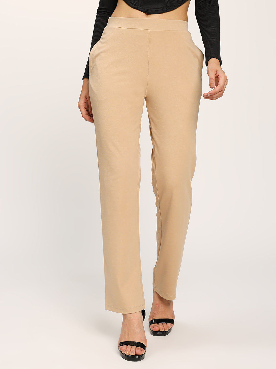 Beige Cloudsoft Straight Fit Trouser Pants