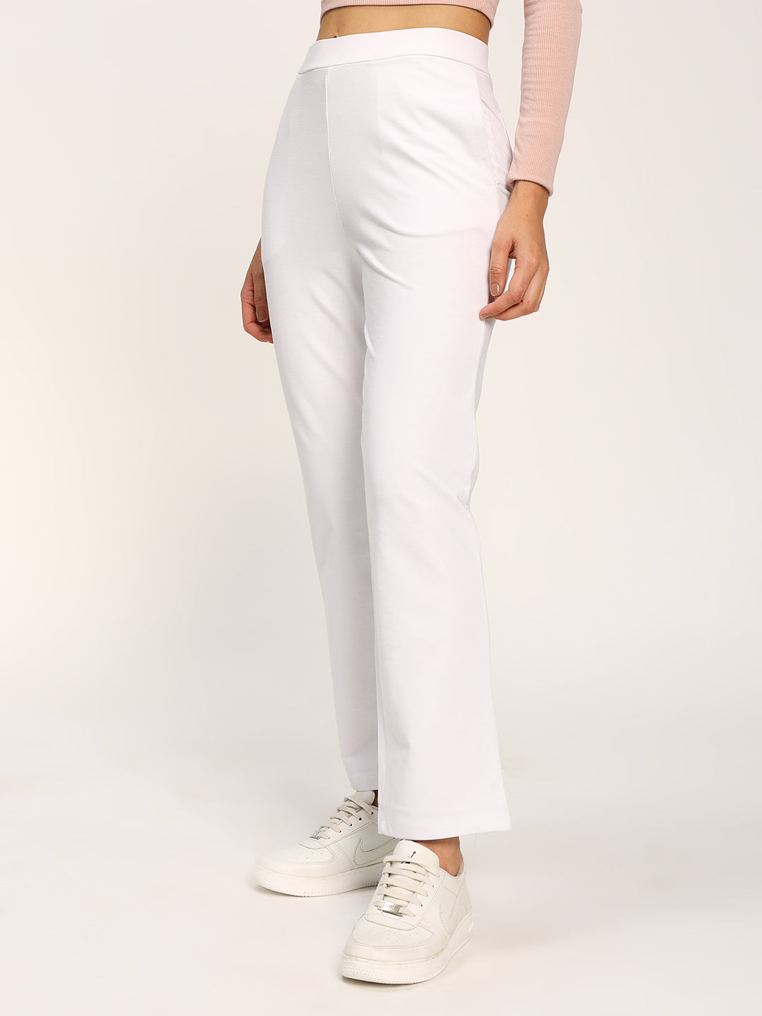White Cloudsoft Straight Fit Trouser Pants