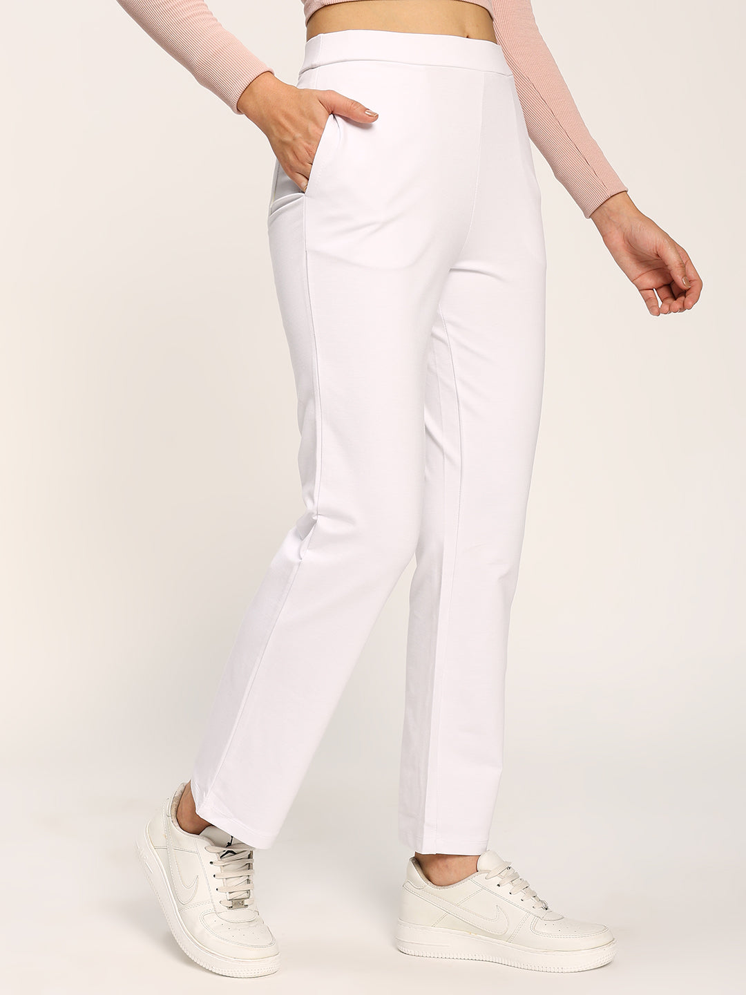 White Cloudsoft Straight Fit Trouser Pants