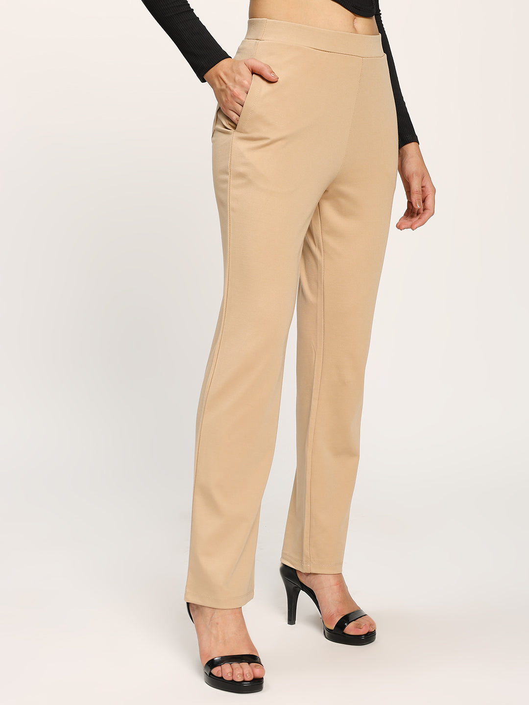 Beige Cloudsoft Straight Fit Trouser Pants
