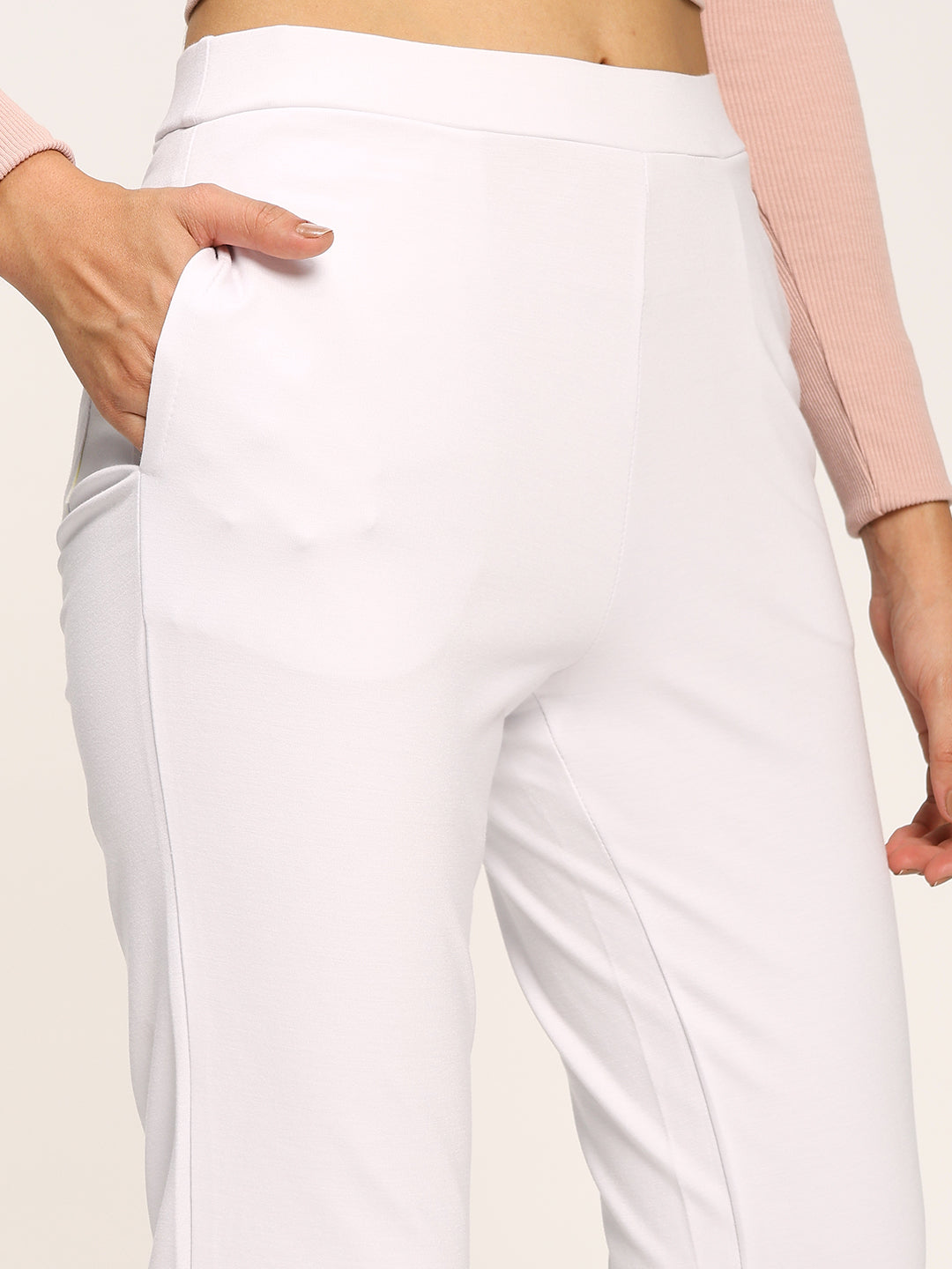 White Cloudsoft Straight Fit Trouser Pants