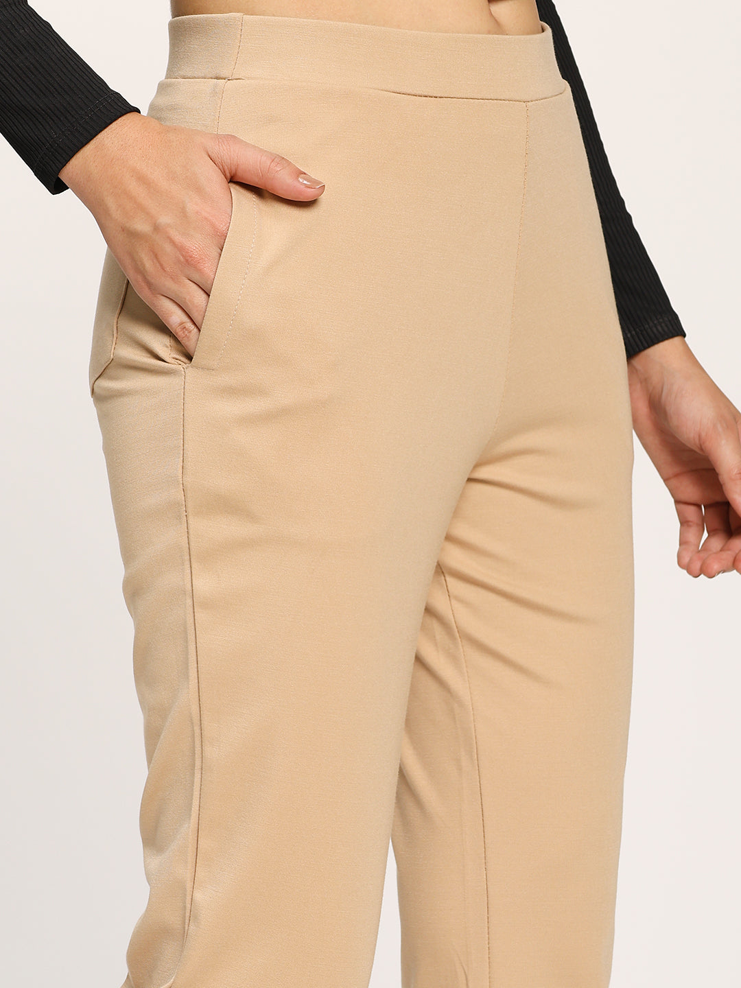 Beige Cloudsoft Straight Fit Trouser Pants