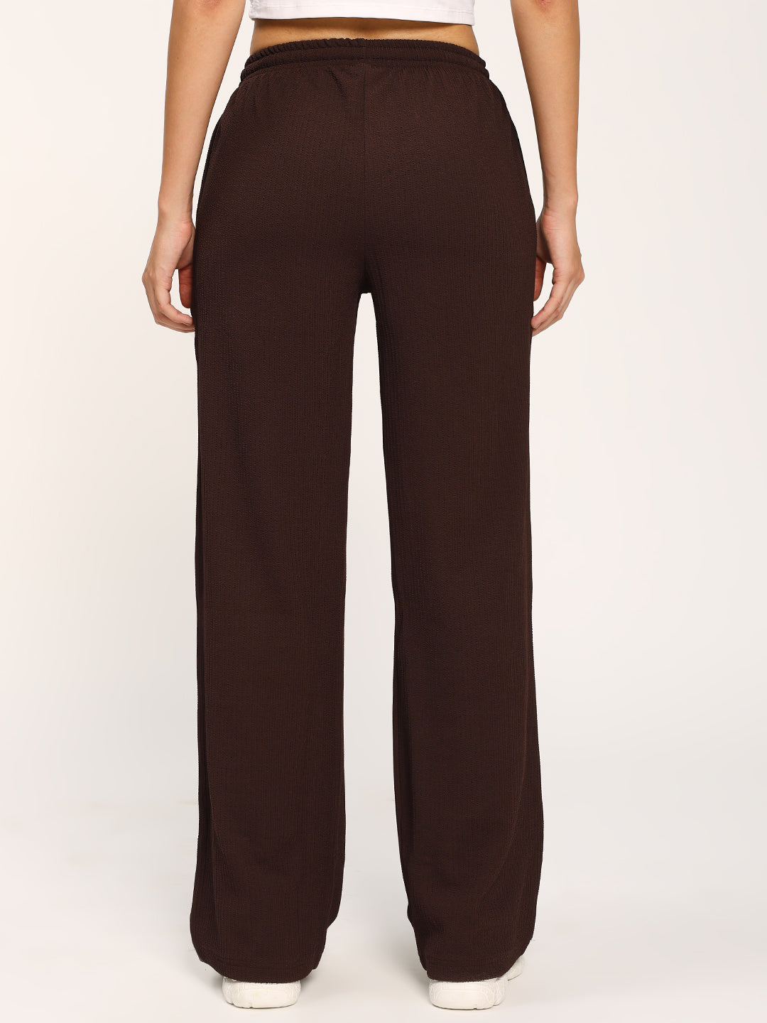 Coffee Textured Straight Fit Fashion Pant