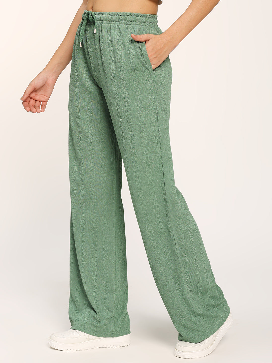 Sea Green Straight Fit Fashion Pant