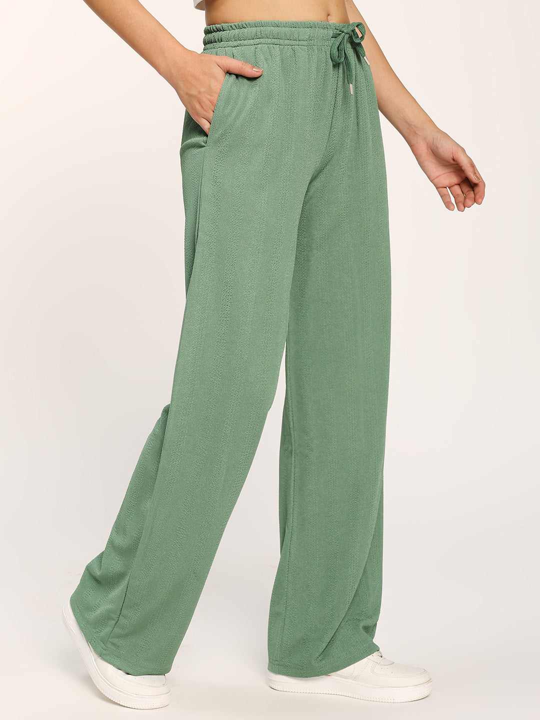 Sea Green Straight Fit Fashion Pant