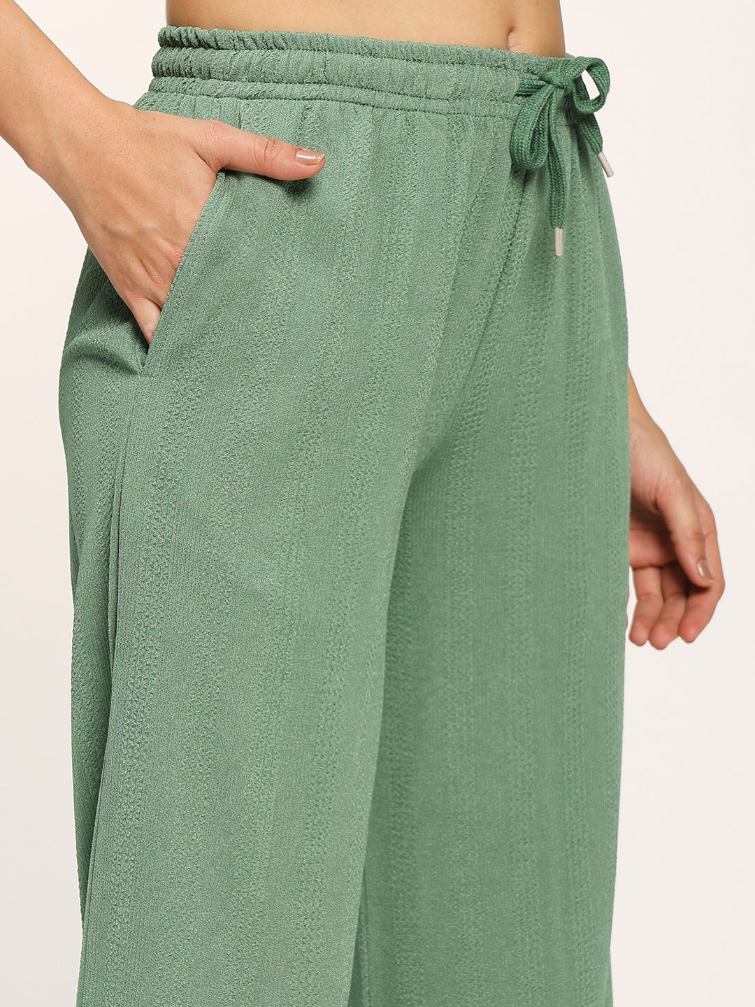 Sea Green Straight Fit Fashion Pant