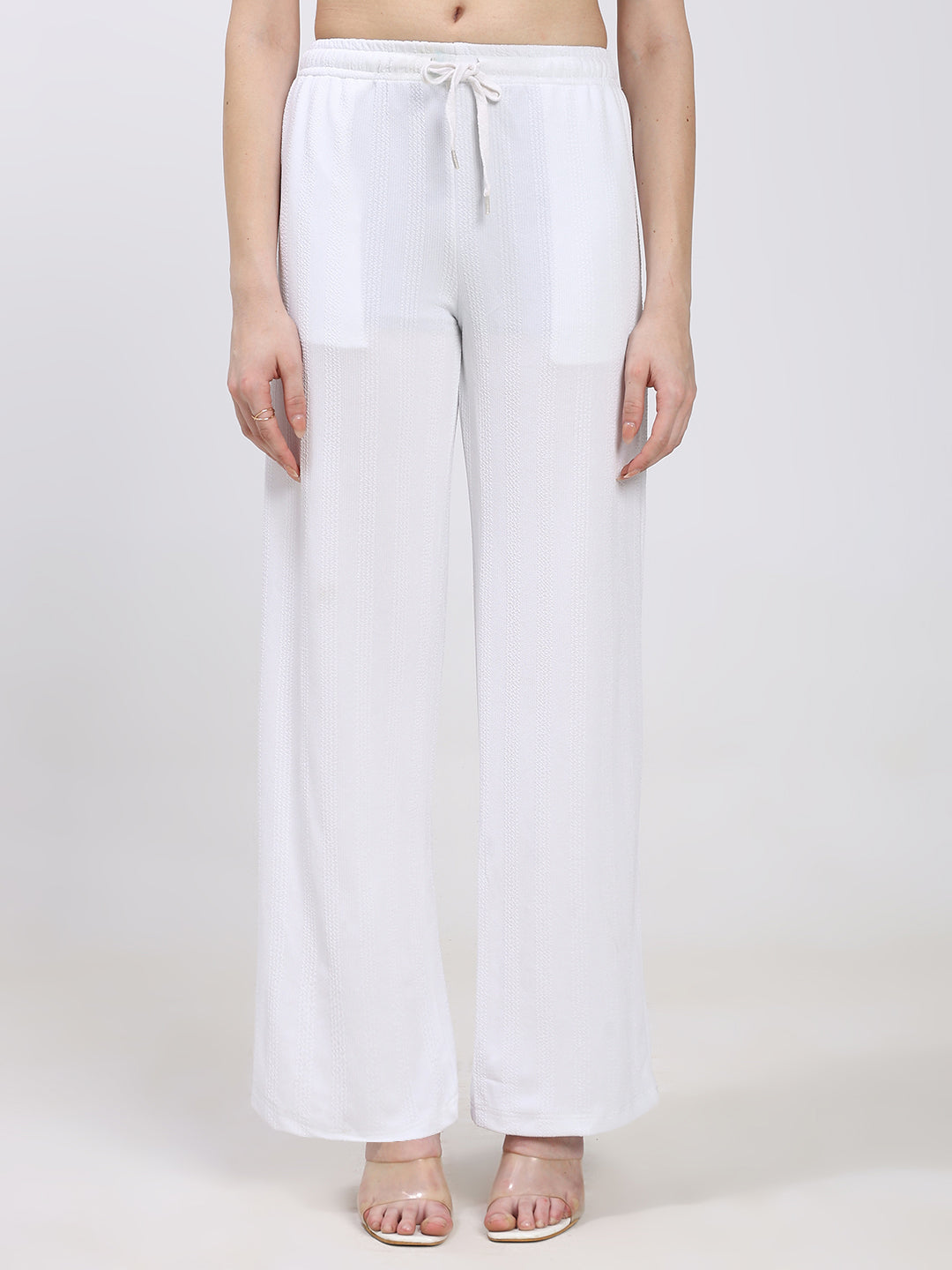 White Straight Fit Fashion Pant