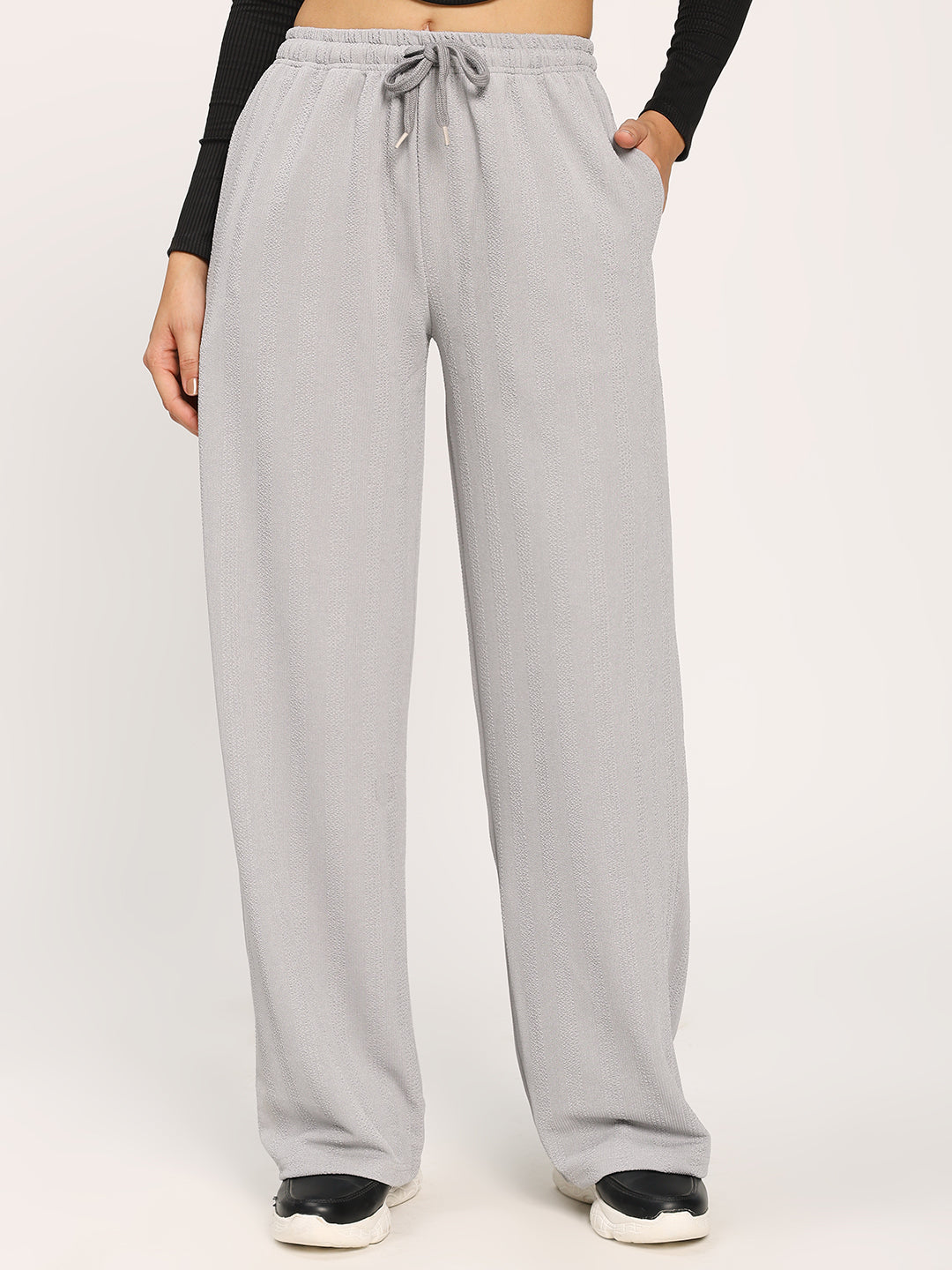 Grey Straight Fit Fashion Pant