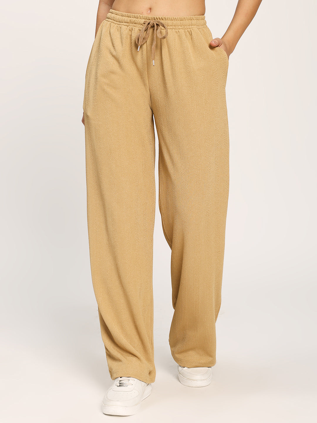 Beige Straight Fit Fashion Pant