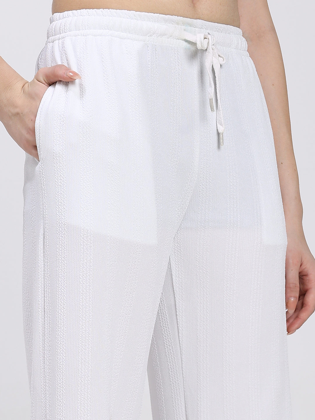 White Straight Fit Fashion Pant