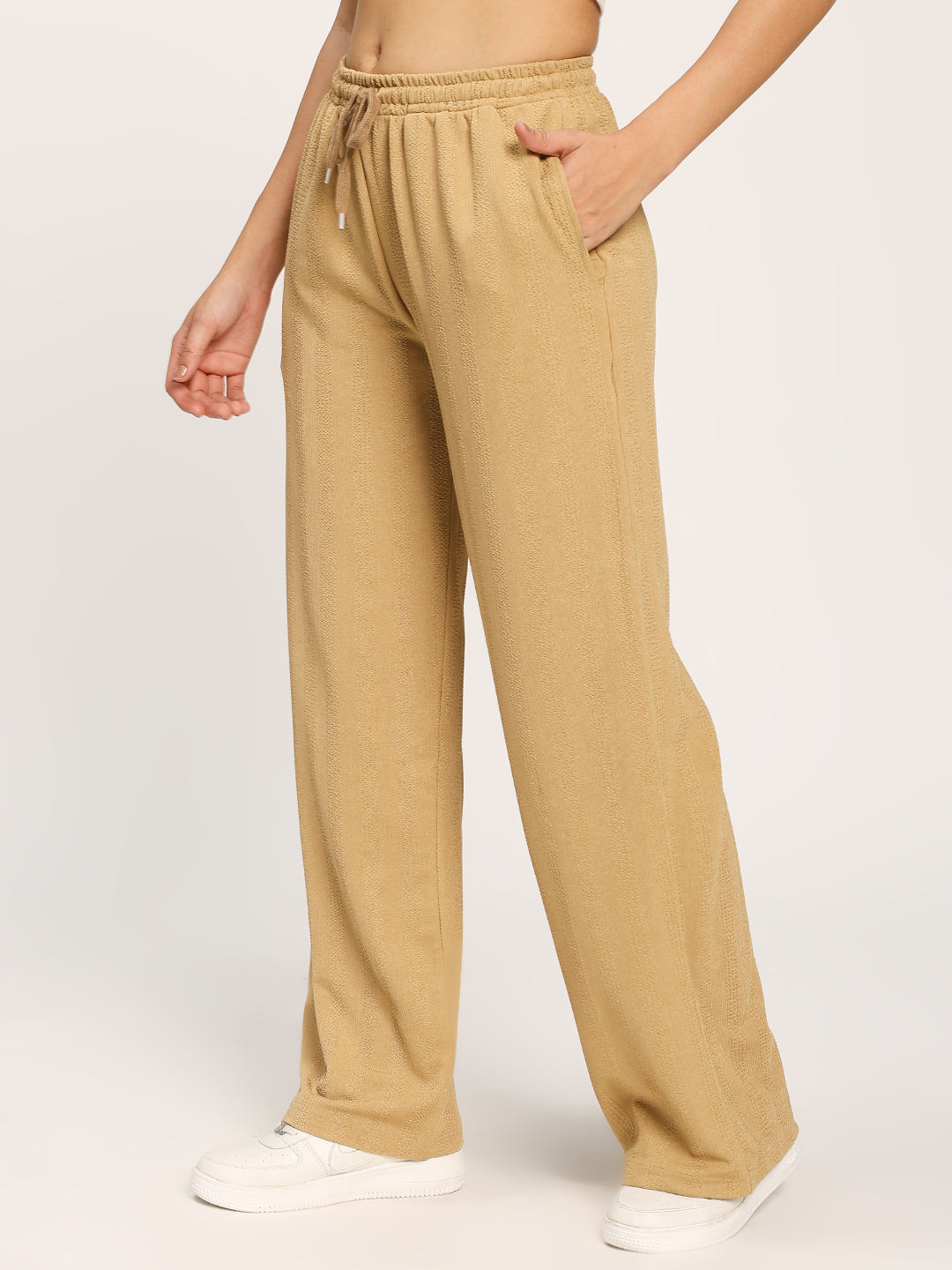 Beige Straight Fit Fashion Pant