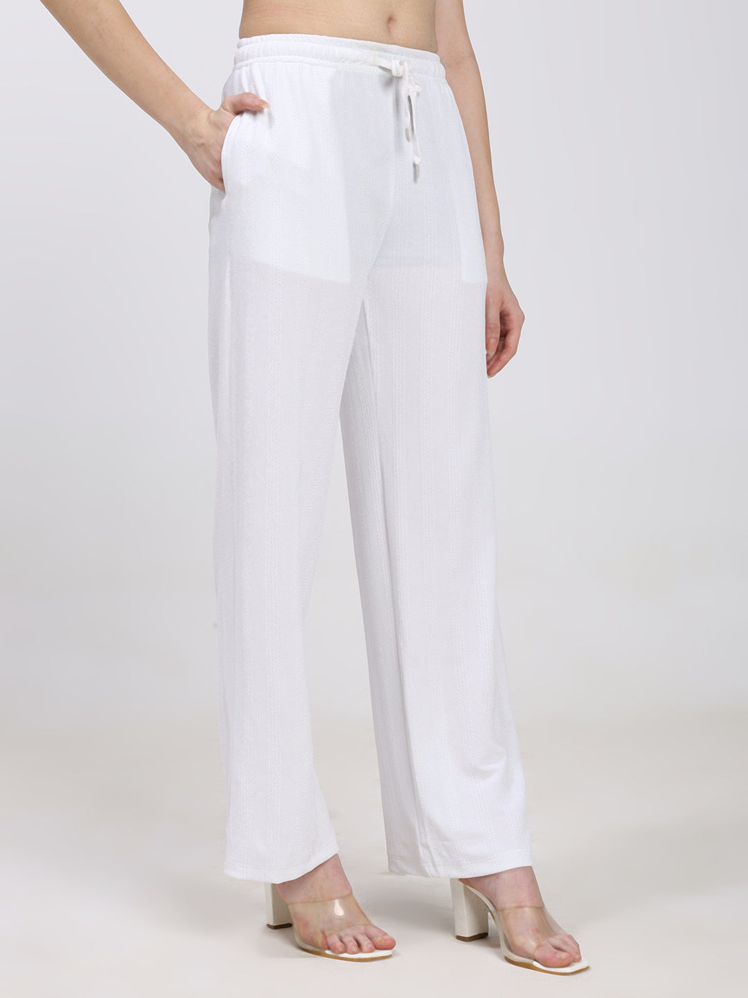 White Straight Fit Fashion Pant