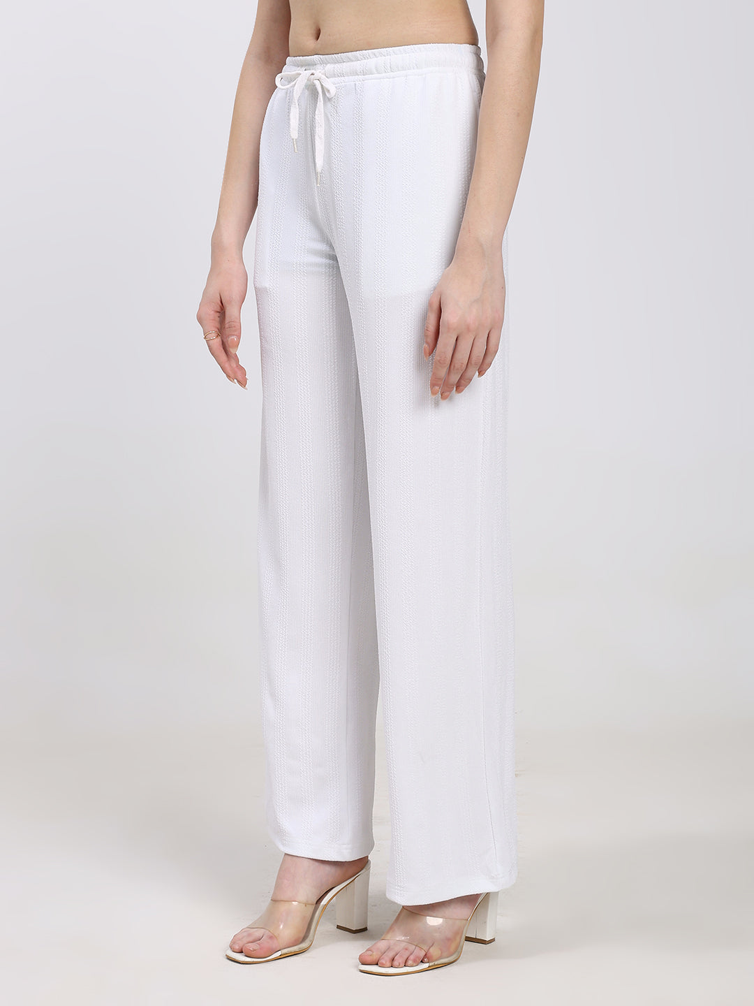White Straight Fit Fashion Pant