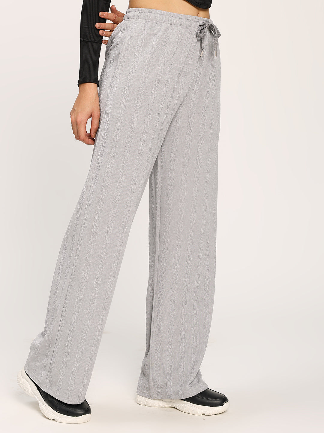 Grey Straight Fit Fashion Pant