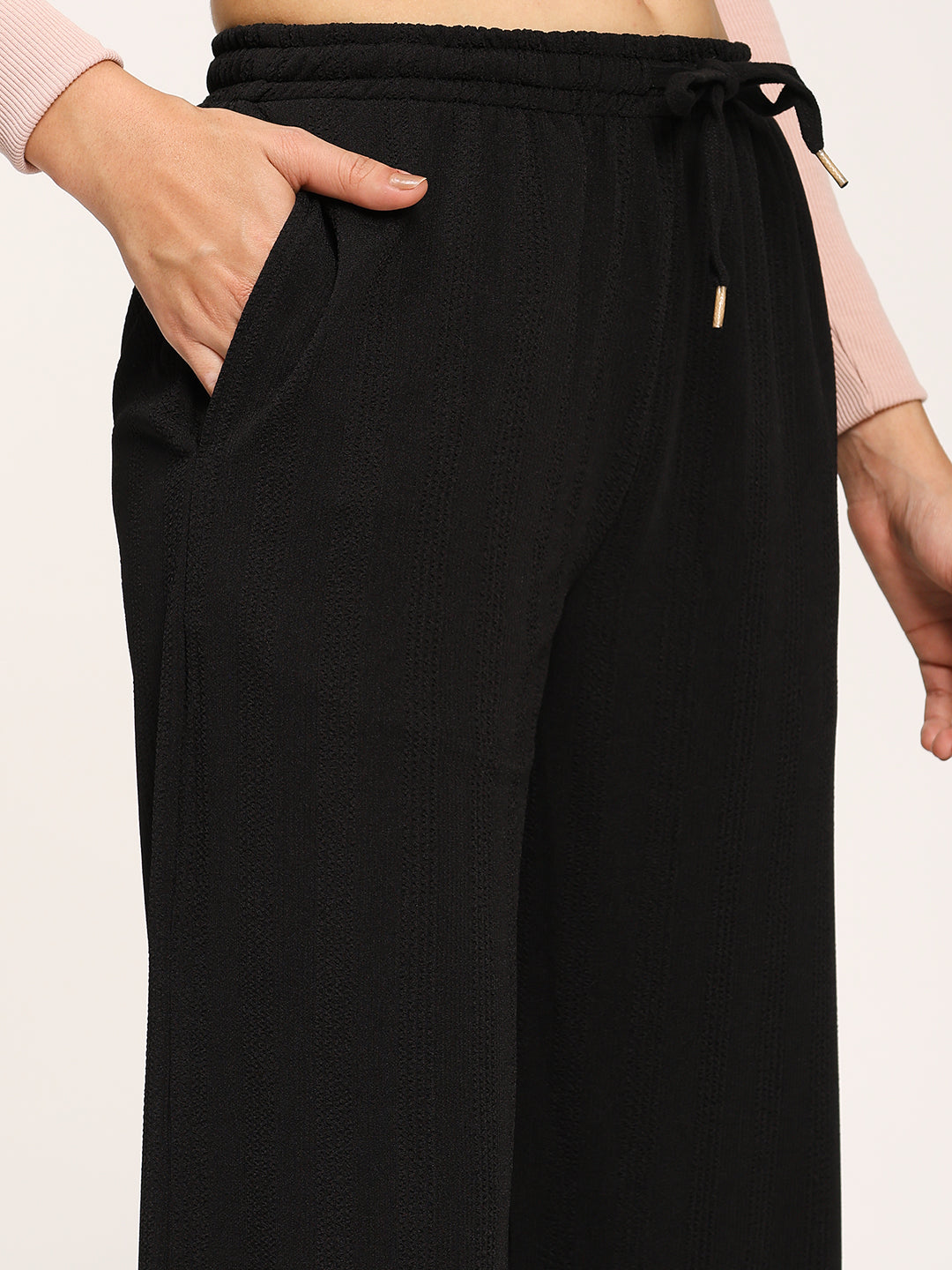 Black Straight Fit Fashion Pant