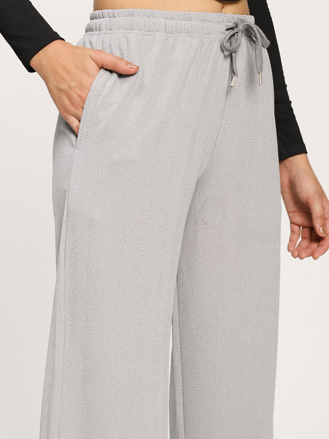 Grey Straight Fit Fashion Pant