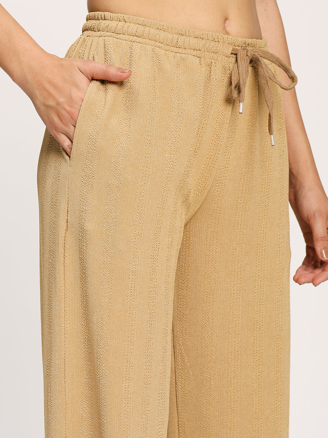 Beige Straight Fit Fashion Pant