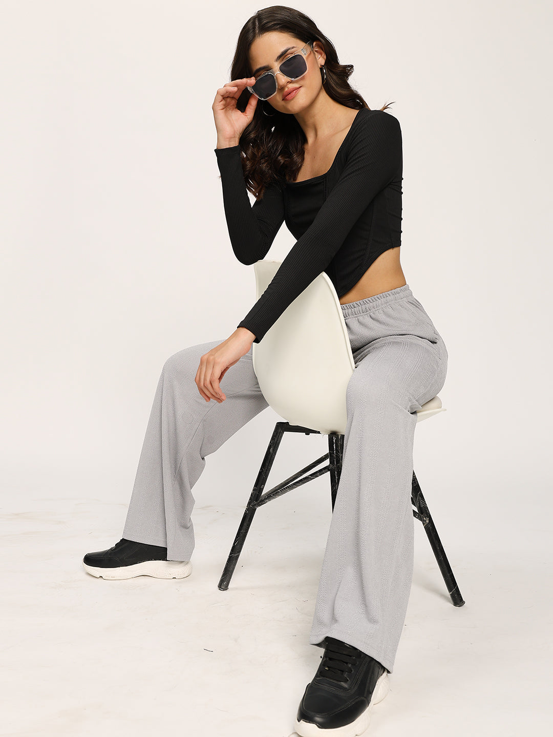 Grey Straight Fit Fashion Pant